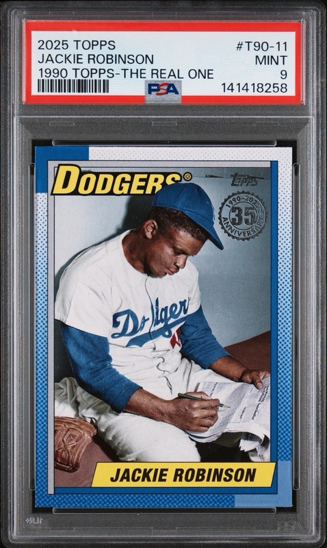 2025 TOPPS 1990 TOPPS BASEBALL #T90-11 JACKIE ROBINSON THE REAL ONE POP 1 PSA 9