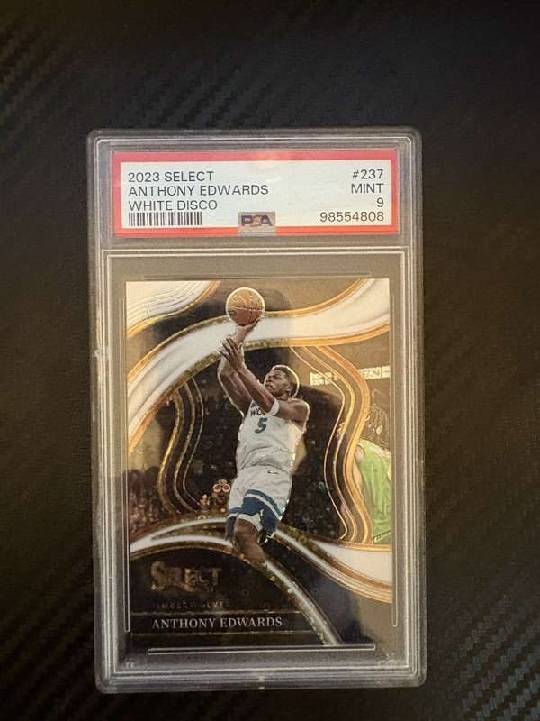 Panini Select 2023-24 Courtside Anthony Edwards #237 White Disco Prizm /75 PSA 9