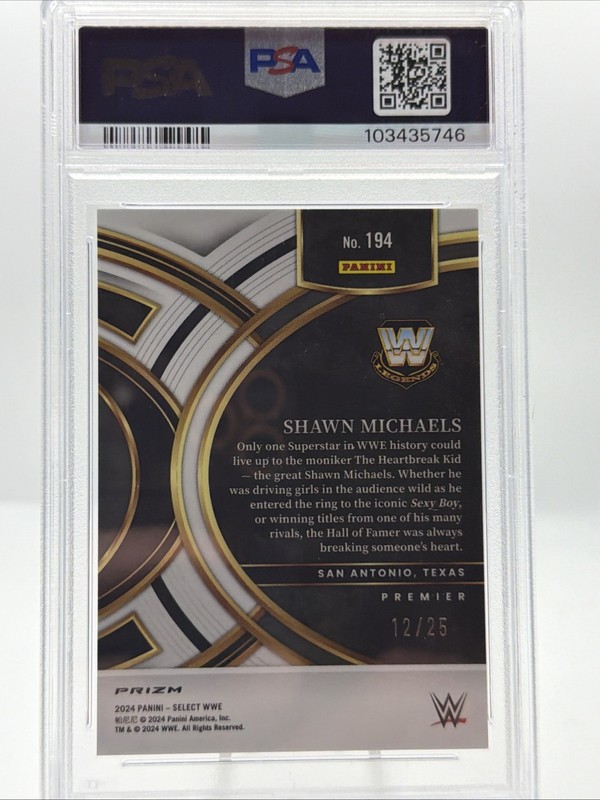 2024 Select WWE - Tie-Dye Prizm /25 #194 Shawn Michaels PSA 10 view 2