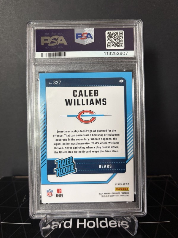 2024 DONRUSS OPTIC PREVIEW PRIZM #327 CALEB WILLIAMS RC RATED ROOKIE PSA 10 view 2
