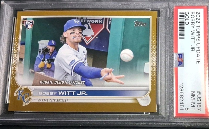 2022 Topps Update BOBBY WITT JR #US187 RC Rookie Debut Gold /2022 PSA 8 LIMITED#