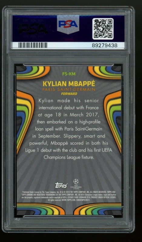 PSA 10 2017 Topps Chrome UEFA Kylian Mbappe Future Stars #FS-KM PSG view 2