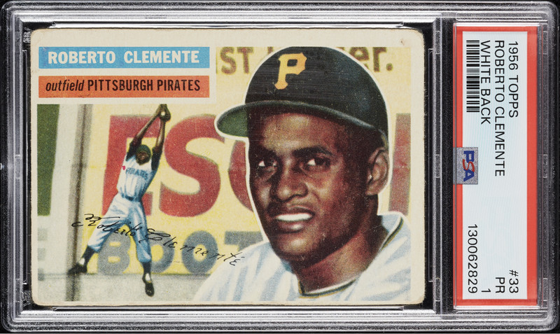 Roberto Clemente 1956 Topps #33 White Back Pittsburgh Pirates PSA 1