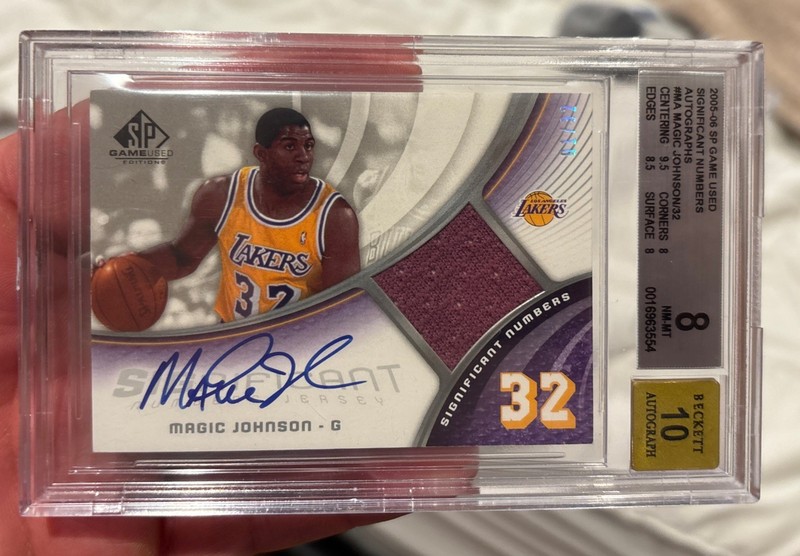 MAGIC JOHNSON 2005-06 Significant Numbers UPPER DECK SP Game-Used AUTO Patch /32