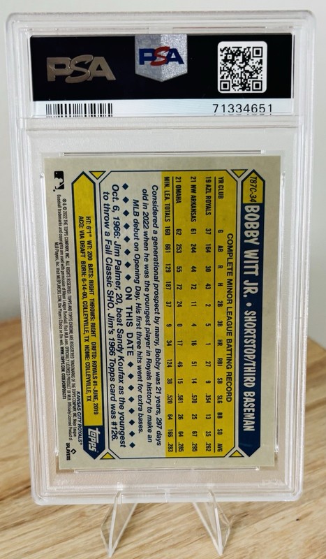 Bobby Witt Jr. 2022 Topps Update Silver Pack #T87C-34 1987 Chrome Rookie PSA 10 view 2