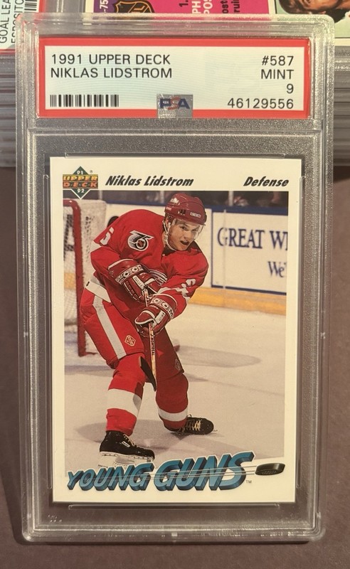 1991 Upper Deck Hockey #587 Niklas Lidstrom Young Guns Rookie RC PSA 9 MINT 