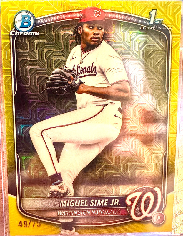 2025 Bowman Draft Chrome *Miguel Sime Jr. #BDC-181 Yellow Mojo Refractor* 49/75