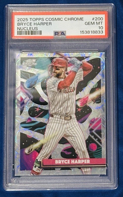 2025 Topps Chrome Cosmic Bryce Harper Nucleus Refractor PSA 10 Phillies