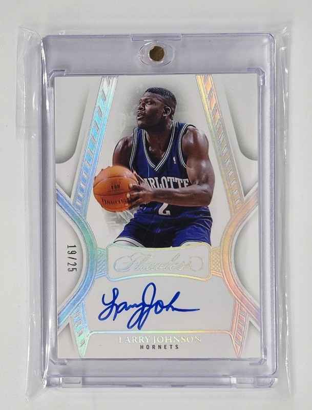 MINT #/25 ON CARD AUTO 2024-24 FLAWLESS LARRY JOHNSON CHARLOTTE HORNETS NBA 