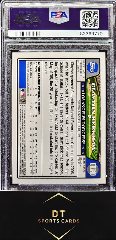 2008 TOPPS UPDATE & HIGHLIGHTS CLAYTON KERSHAW #UH240 (RC) PSA 10 GEM MINT view 2