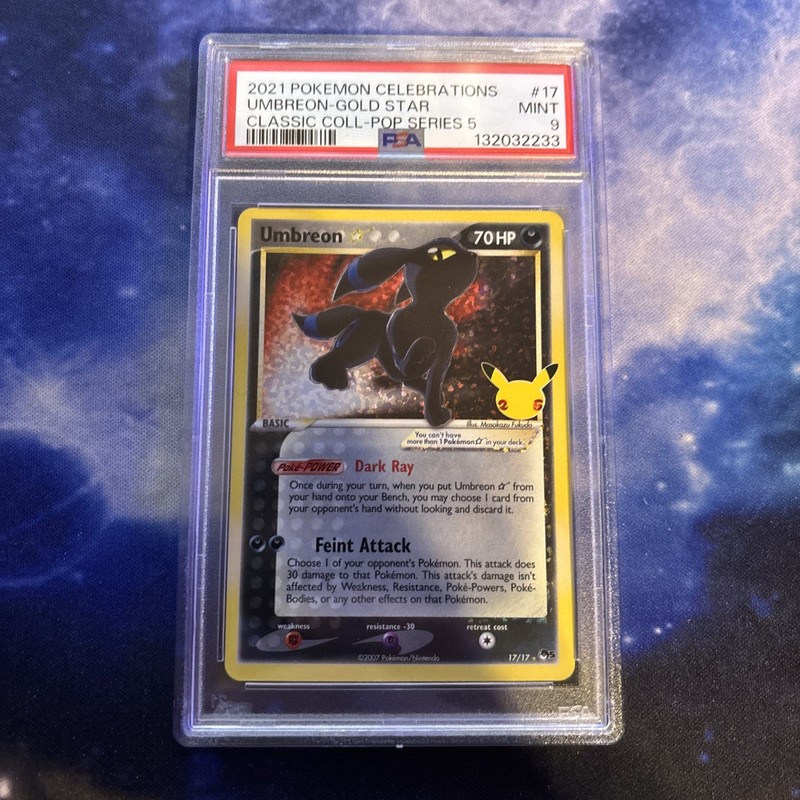 Pokémon Umbreon Gold Star Celebrations Classic Collection 17/17 Holo PSA 9