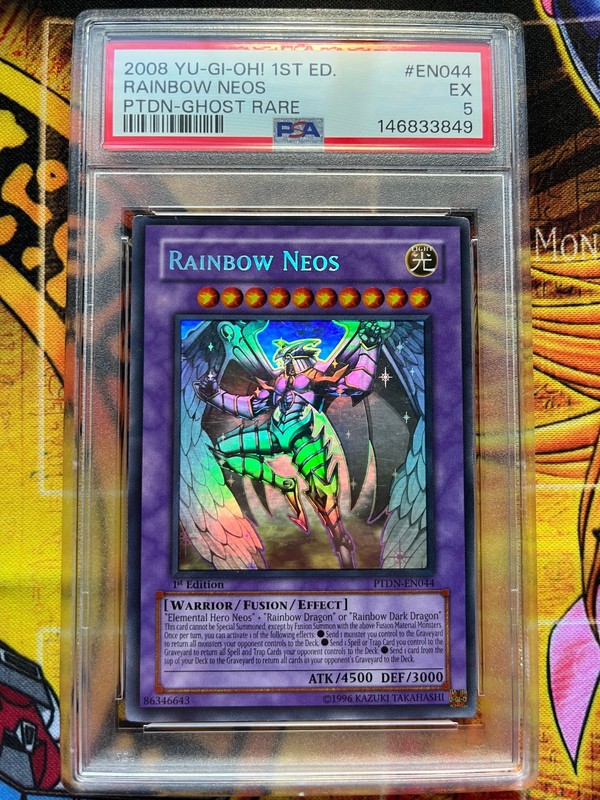 2008 YU-GI-OH! PTDN-EN044 RAINBOW NEOS GHOST RARE 1ST EDITION PSA 5
