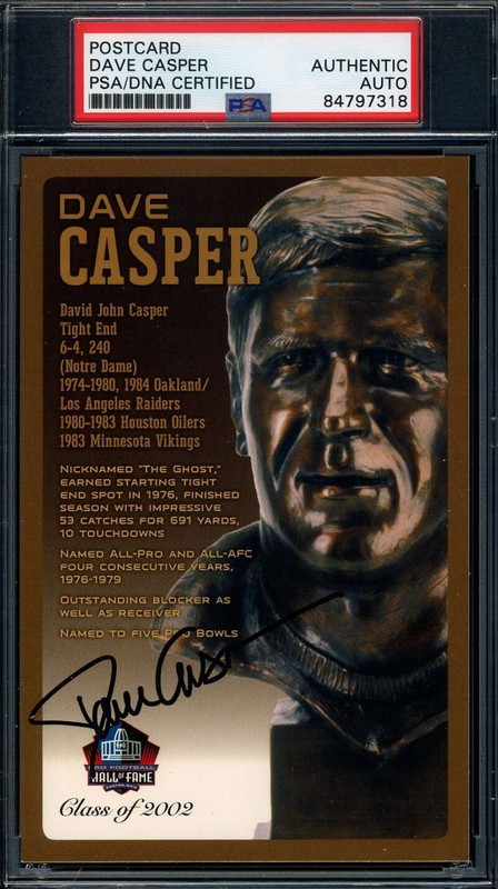 Dave Casper PSA DNA Signed Hall of Fame Bronze Bust Postcard Autograph