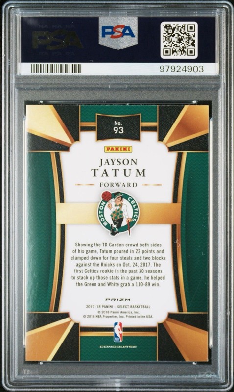 2017-18 Panini Select - Concourse Jayson Tatum #93 Scope Prizm RC PSA 10 view 2