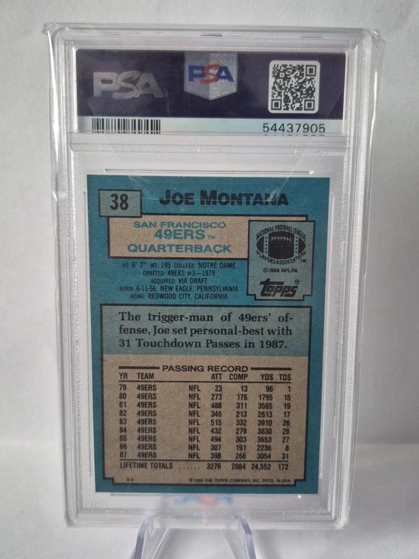1988 Topps Joe Montana #38 PSA 8 NM-MT 49ers Hall of Fame QB Vintage 🔥📈 view 2
