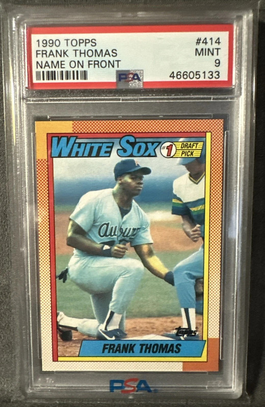 1990 Topps #414 Frank Thomas Rookie Card - PSA 9 MINT - HOF - Name on Front 🔥📈