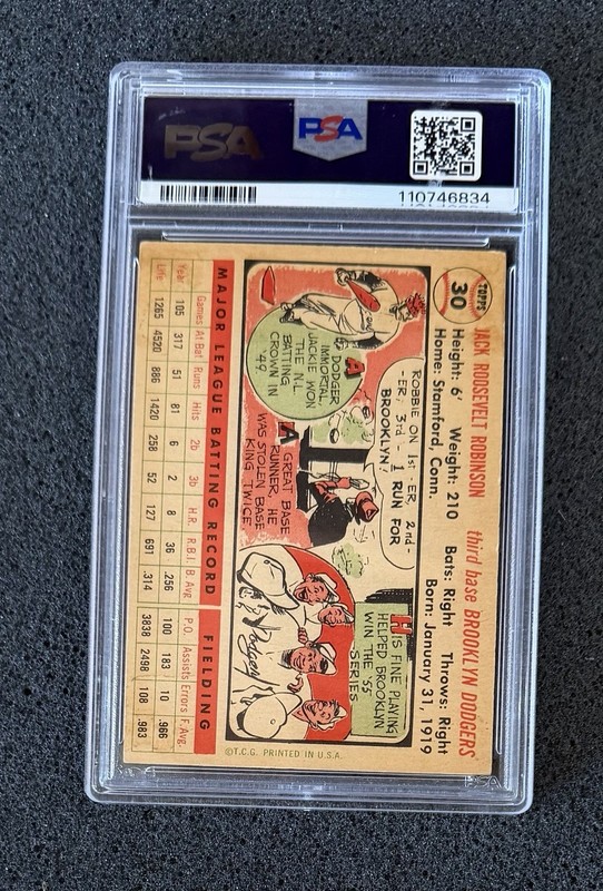 1956 Topps - #30 Jackie Robinson (White) - PSA 5 (Newly Graded) view 2
