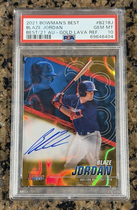 BLAZE JORDAN 2021 Bowman's Best Best Autograph Gold Lava #BJ AUTO #/75 PSA 10