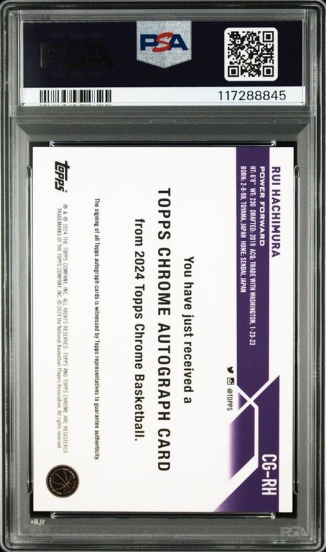Topps Chrome 2024 Rui Hachimura Autograph PSA9 Basketball Card NBA Card view 2
