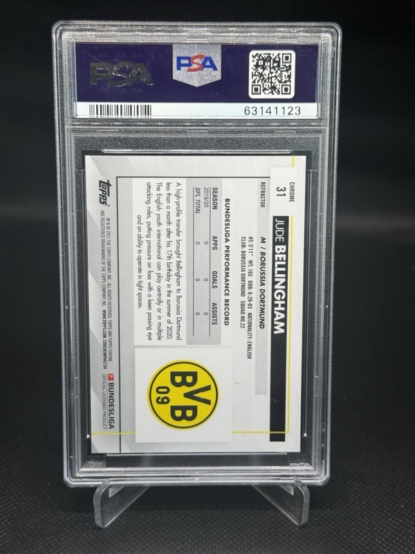 2020-21 Jude Bellingham Topps Chrome Bundesliga Refractor #31 PSA 10 Rookie view 2