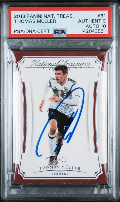 2018 Panini National Treasures #61 Thomas Müller Signed /50 PSA GEM MT 10 AUTO