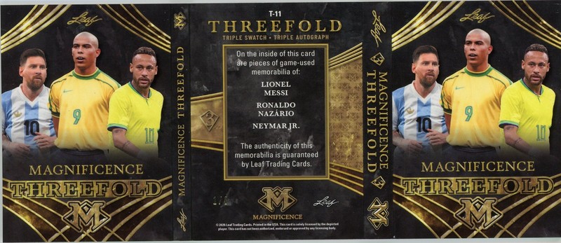 2026 Leaf Magnificence LIONEL MESSI NAZARIO NEYMAR Jr PATCH AUTO JORDAN TAG 1/3 view 2