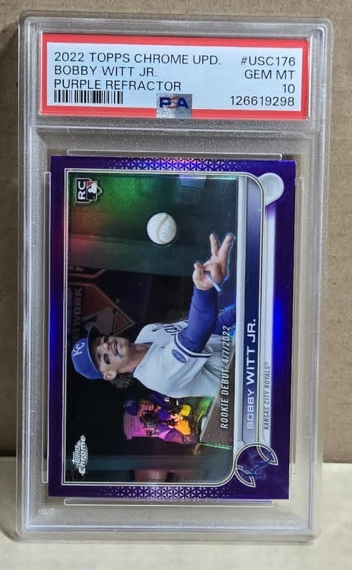 Bobby Witt Jr 2022 Topps Chrome Update Purple Refractor USC176 PSA 10 GEM RC