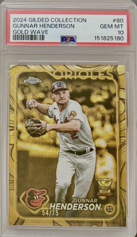 2024 Gunnar Henderson Topps Gilded Collection-54/75 Orioles #80 Gold Wave