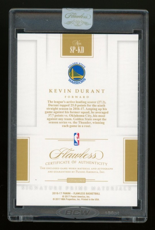 2016-17 PANINI FLAWLESS Kevin Durant SIGNATURE PRIME PATCH AUTO /25 view 2