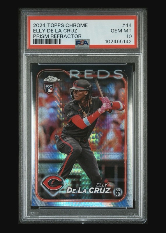 2024 TOPPS CHROME #44 ELLY DE LA CRUZ PRISM REFRACTOR RC PSA 10