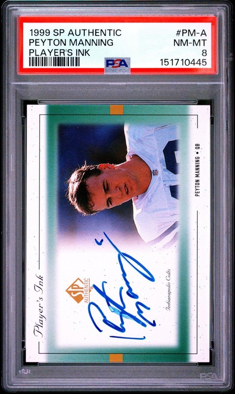 1999 SP Authentic Player's Ink Green #PMA Peyton Manning PSA 8