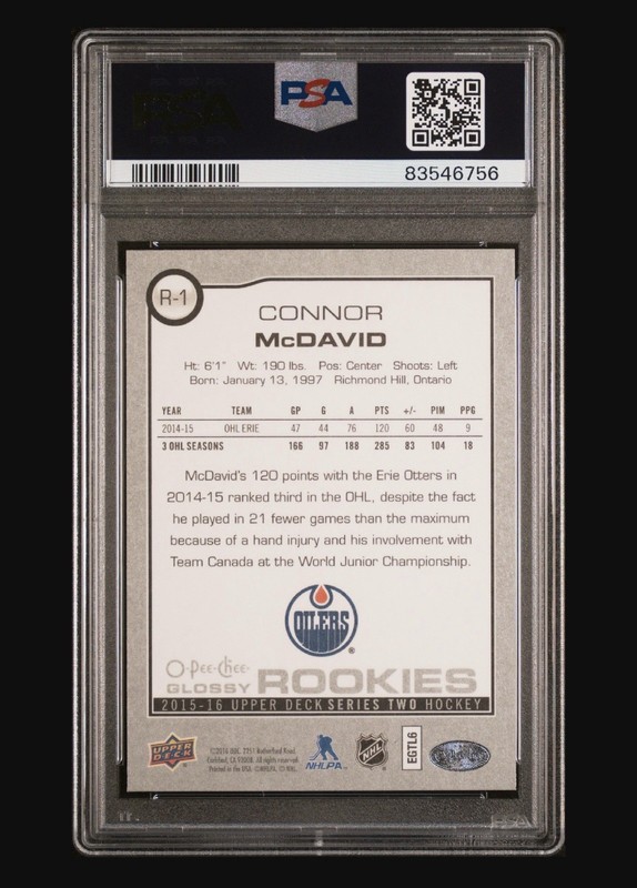 2015 UPPER DECK CONNOR MCDAVID O-PEE-CHEE GLOSSY ROOKIES R-1 RC PSA 10 view 2