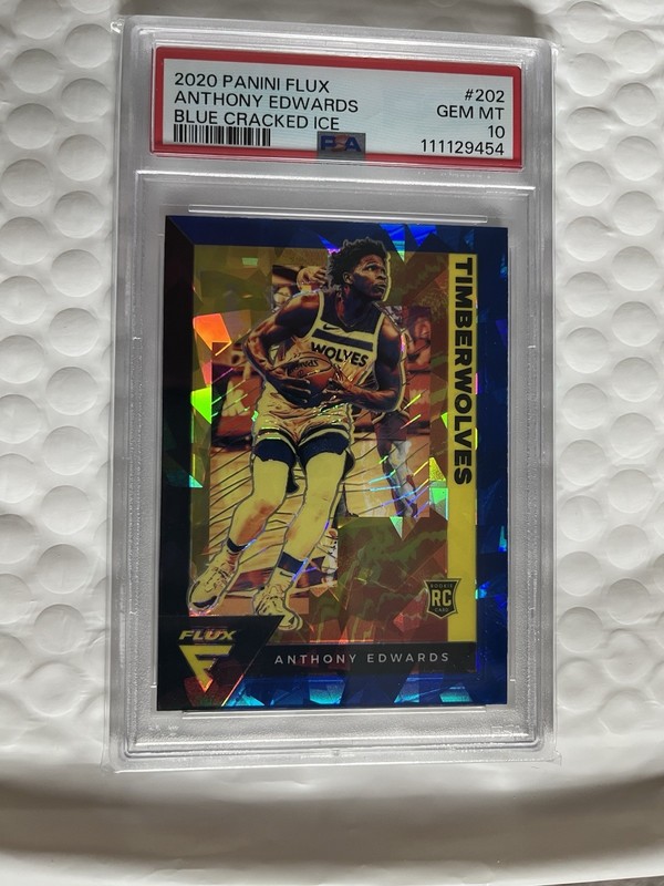 2020 Flux Blue Cracked Ice #202 Anthony Edwards PSA 10 RC Rookie