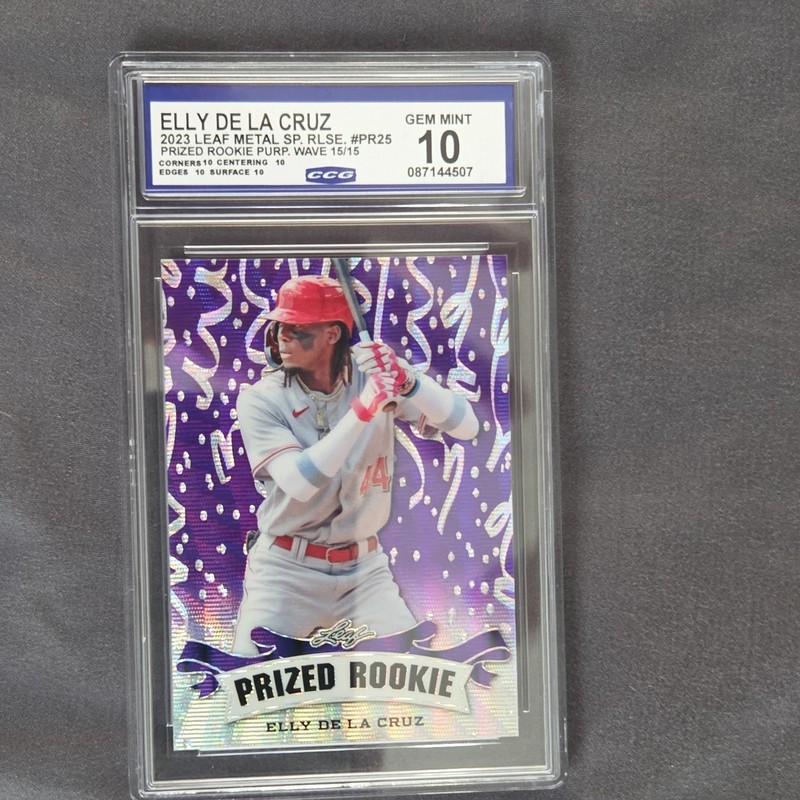 2023 Leaf Metal Prized Rookie Elly De La Cruz Purple Wave PR-25 15/15 CGC 10