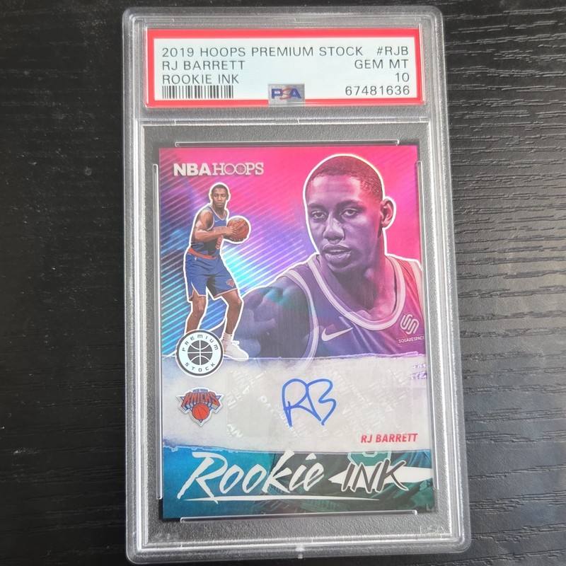 Panini 2019-20 Hoops Premium Rookie Ink Prizm RJ Barrett RI-RJB PSA 10 Knicks