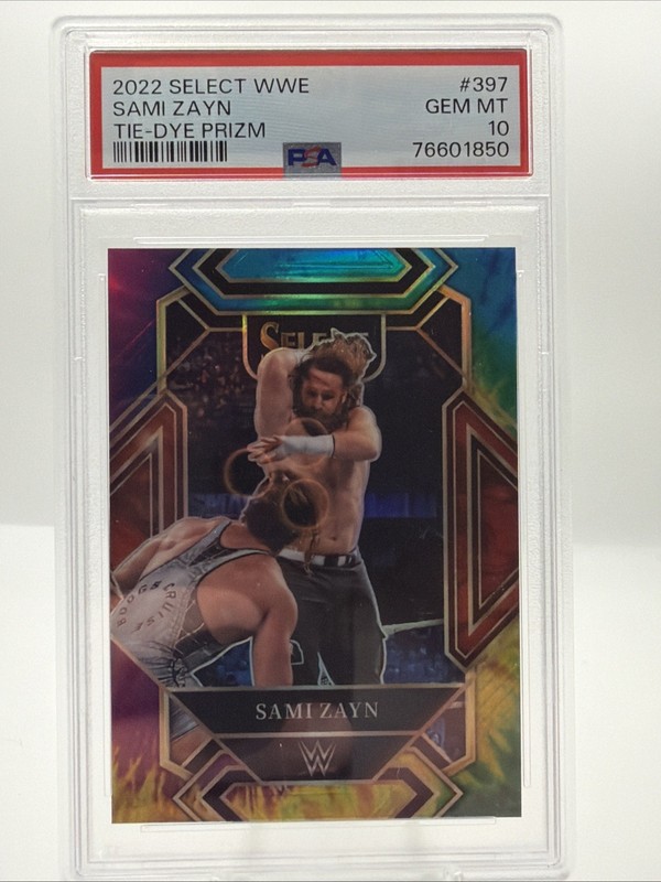 2022 Panini Select WWE - Mezzanine Sami Zayn #397 Tie-Dye Prizm /25 PSA 10