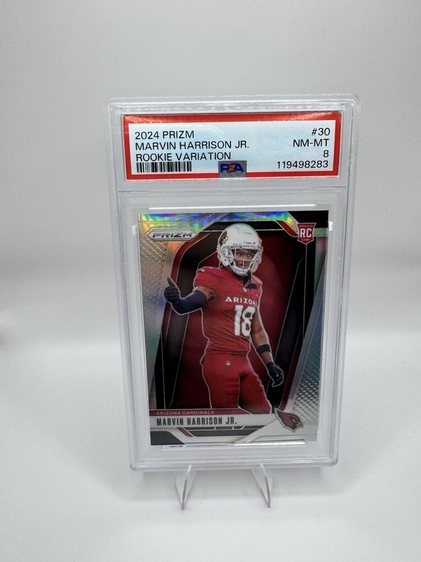 Panini 2024 Prizm Marvin Harrison Jr. Rookie Variation Silver Prizm #30 PSA 8