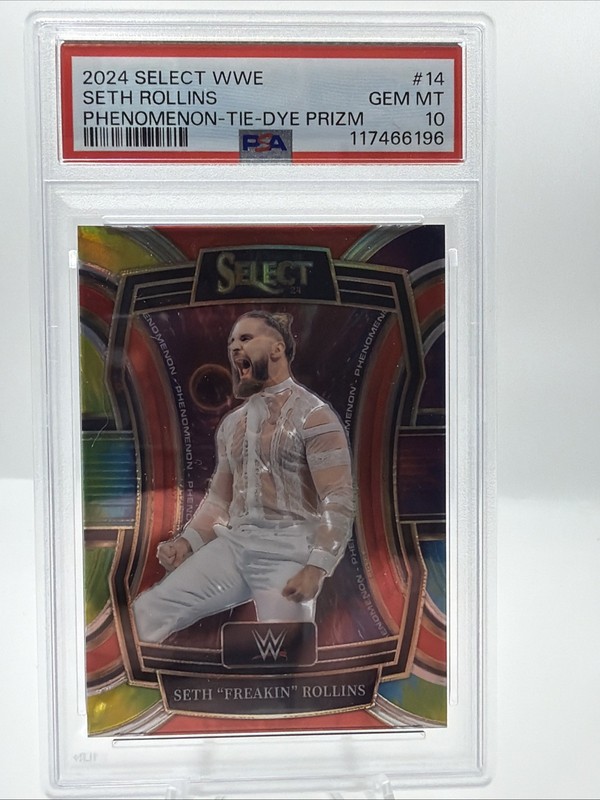 2024 Panini Select WWE - Phenomenon Seth Rollins #14 Tie-Dye Prizm /25 PSA 10