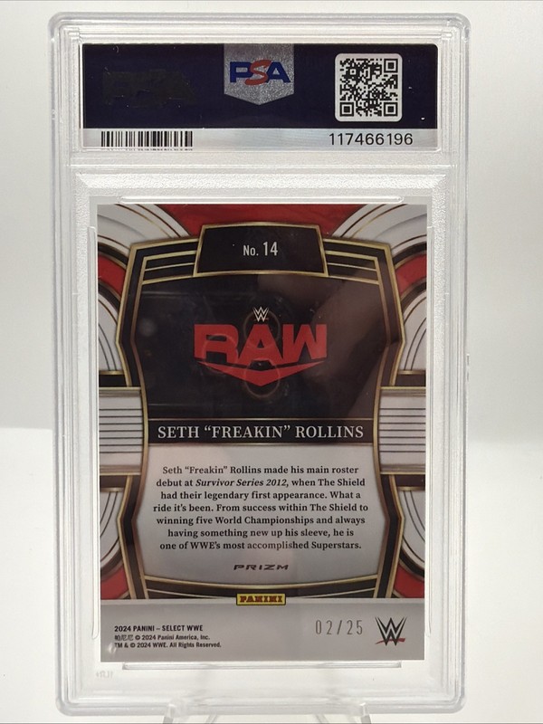 2024 Panini Select WWE - Phenomenon Seth Rollins #14 Tie-Dye Prizm /25 PSA 10 view 2