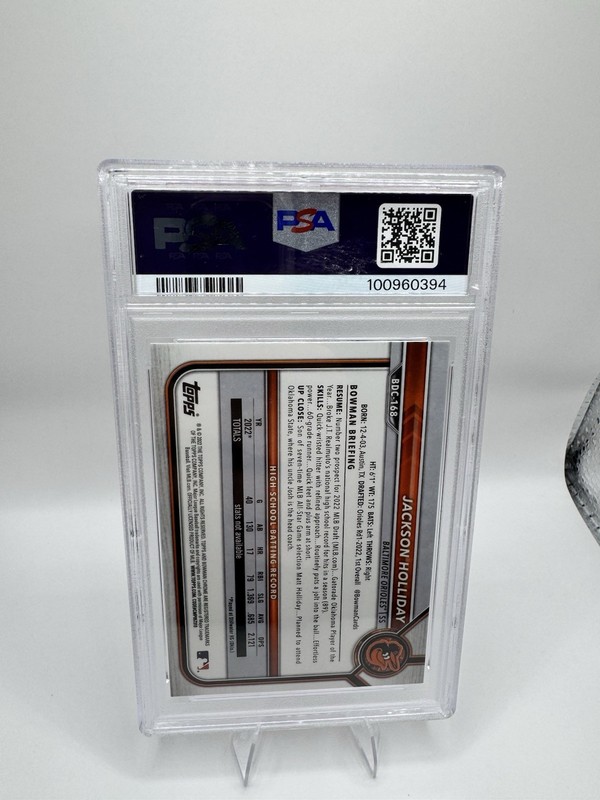 Topps 2022 Bowman Draft Chrome Jackson Holliday #BDC-168 PSA 9 Rookie view 2