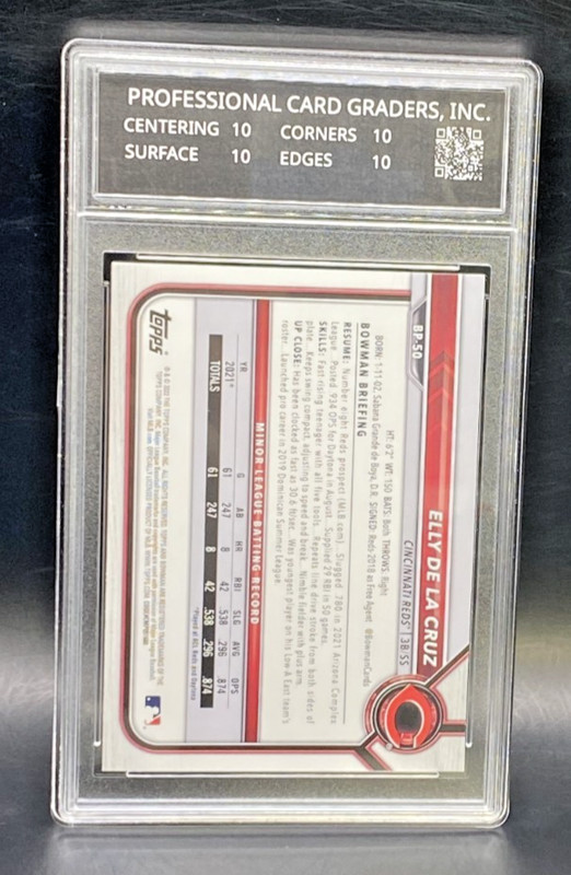 2022 Bowman 1st #BP50 Elly De La Cruz RC Rookie PCG 10 Gem Mint REDS view 2