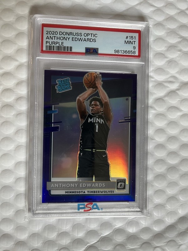 2020 Optic Purple #151 Anthony Edwards PSA 9 Rated Rookie