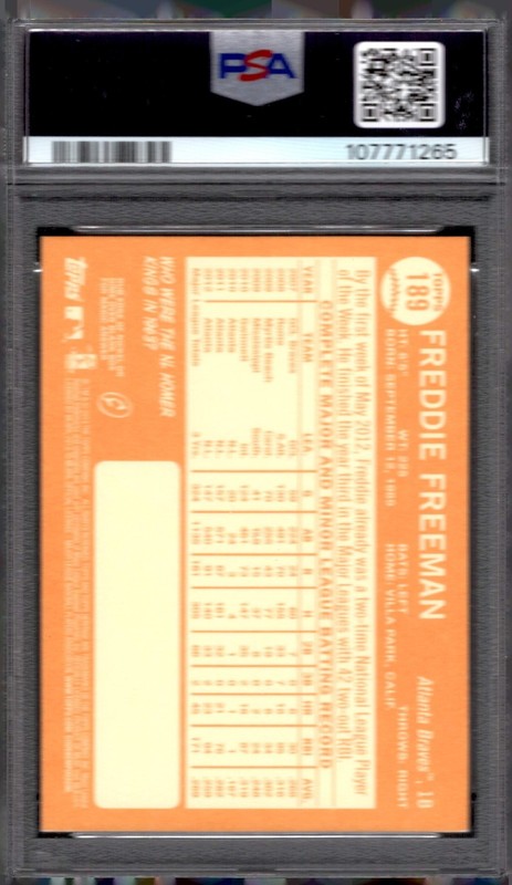 2013 Topps Heritage - Freddie Freeman BRAVE/DODGERS #189 PSA 10 view 2