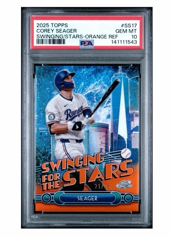 2025 Topps Corey Seager Swinging for The Stars Orange /25 PSA 10