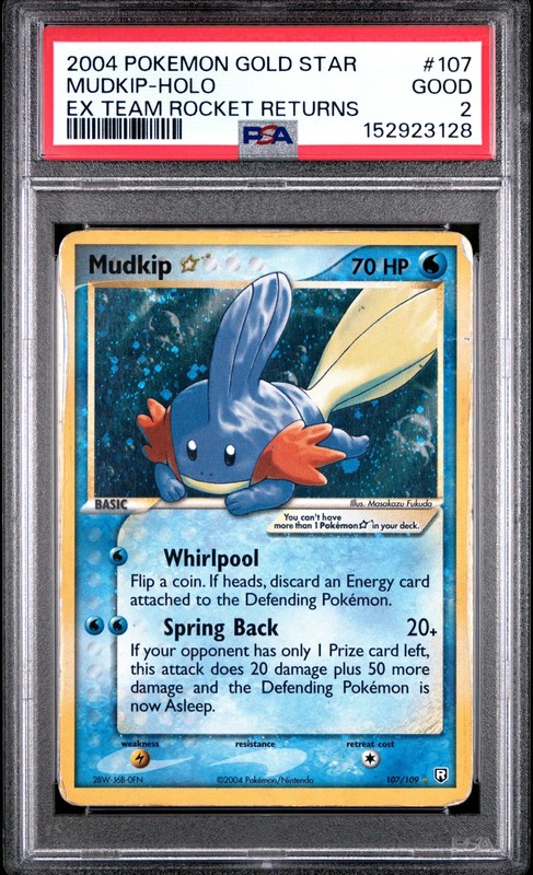 2004 Pokemon Gold Star EX Team Rocket Returns Mudkip #107/109 PSA 2