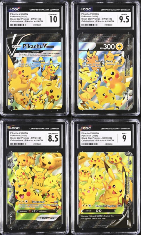 SEQUENTIAL CGC 10 9.5 8.5 9 PIKACHU V-UNION SWSH139 140 141 142 POKMEON