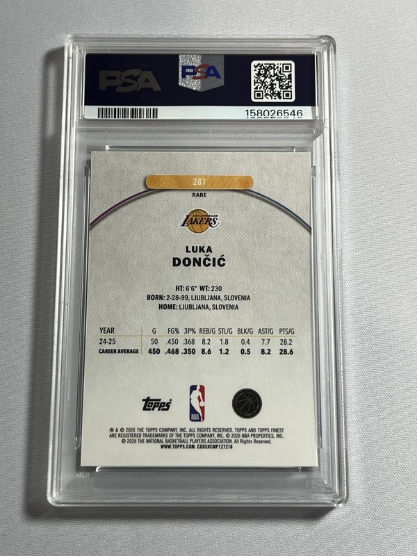 2025-26 Topps Finest #281 LUKA DONCIC Rare PSA 9 view 2