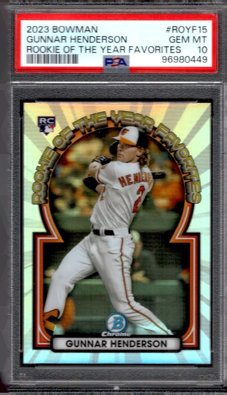 Gunnar Henderson 2023 Bowman Rookie of the Year Favorites #ROYF-15 (RC) PSA 10