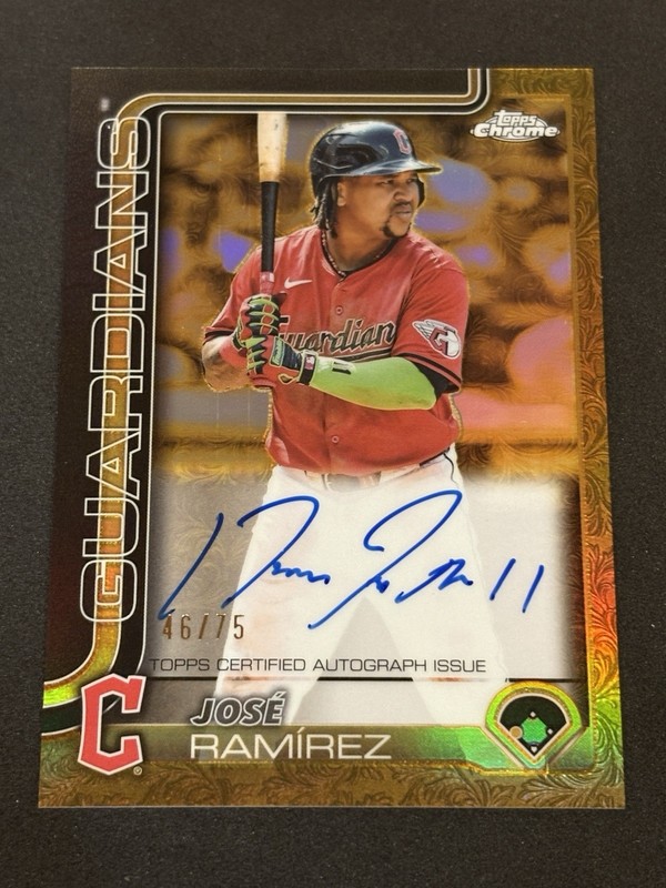 2025 Topps Chrome Jose Ramirez Gilded Gold Auto /75 On-Card Rare