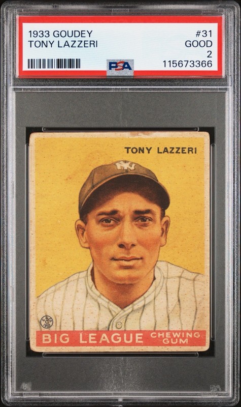 1933 Goudey - #31 Tony Lazzeri - PSA 2 (Newly Graded)